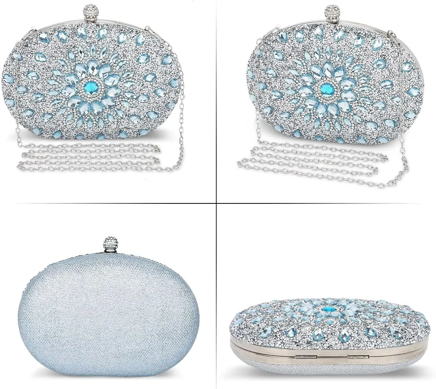 UBORSE Clutch Bag Women Shoulder Bag Small Crystal Bag Elegant Rhinestone Clutch Evening Purse for Wedding Cocktail Party