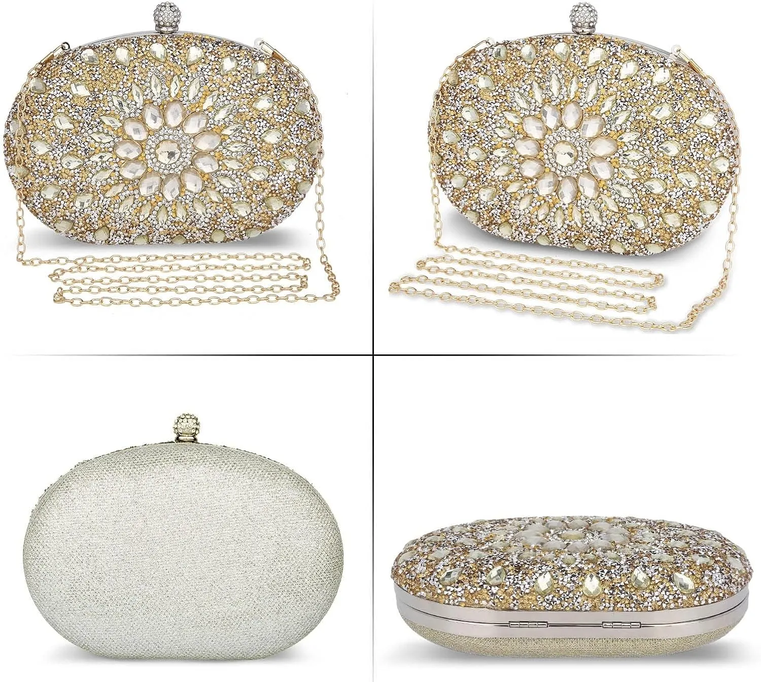UBORSE Clutch Bag Women Shoulder Bag Small Crystal Bag Elegant Rhinestone Clutch Evening Purse for Wedding Cocktail Party