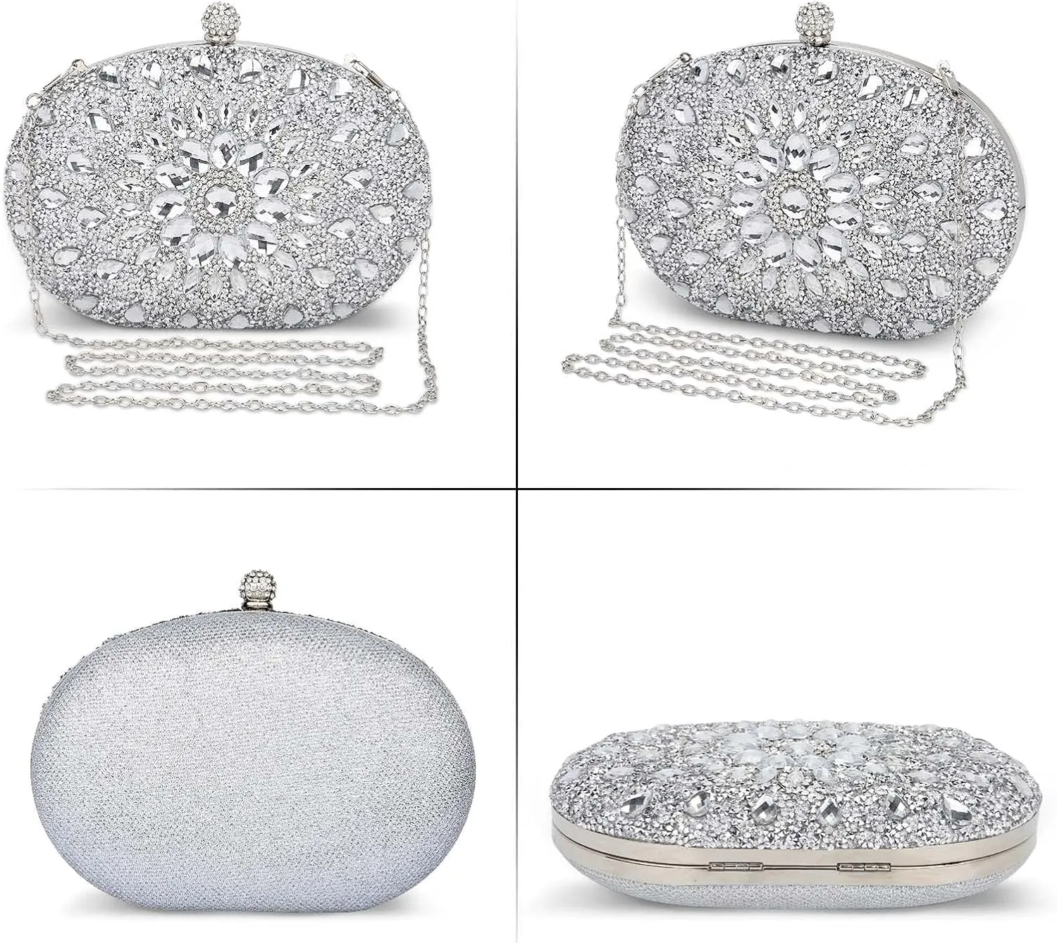 UBORSE Clutch Bag Women Shoulder Bag Small Crystal Bag Elegant Rhinestone Clutch Evening Purse for Wedding Cocktail Party