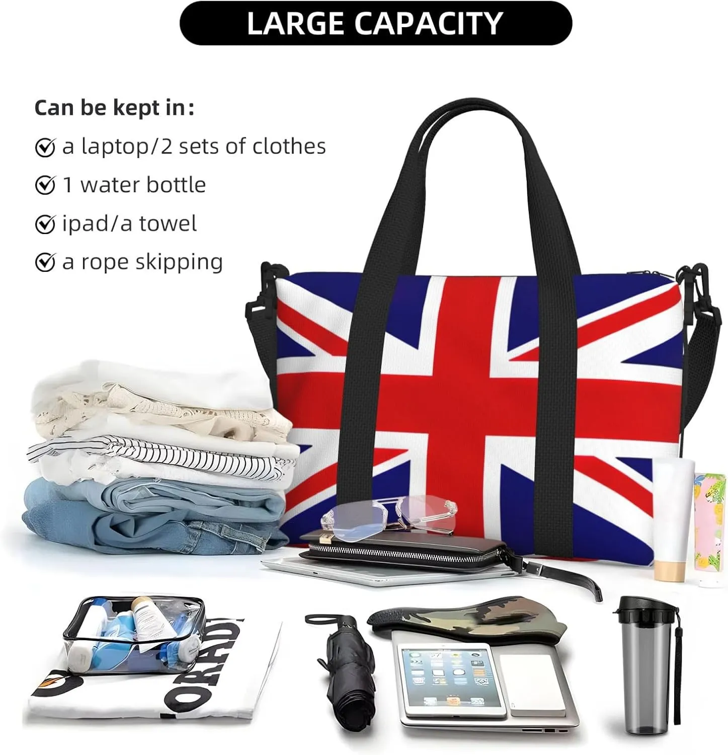 Uk Flag Travel Duffel Bag Carry On Tote Bags For Men,Weekender Overnight Bag,Sports Tote Gym Bag