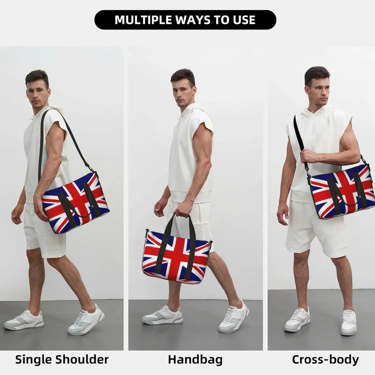 Uk Flag Travel Duffel Bag Carry On Tote Bags For Men,Weekender Overnight Bag,Sports Tote Gym Bag