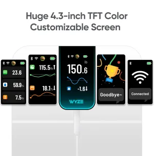 Ultra, Smart Scale with 4.3" Color Display, Digital Bathroom Scale for Body Weight BMI Muscle Mass Composition, Wi-Fi & Bluetooth Body Fat Scale with Heart Rate- White
