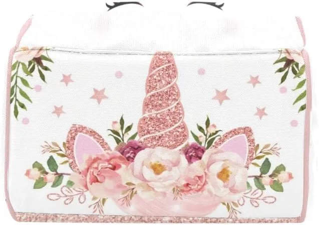 Unicorn Floral Rose Personalized Diaper Bag Backpack Custom Name Daypack Large Mommy Bag for Teen Girl Boy Student