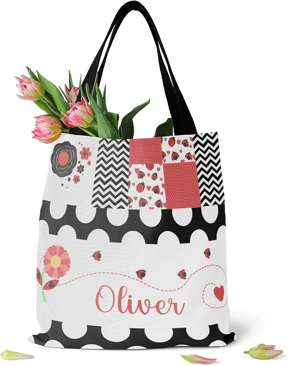 Unicorn Rainbow Personalized Canvas Tote Bags for Women Kids, Reusable Bags for Shopping,Travel,School Handbag Gift