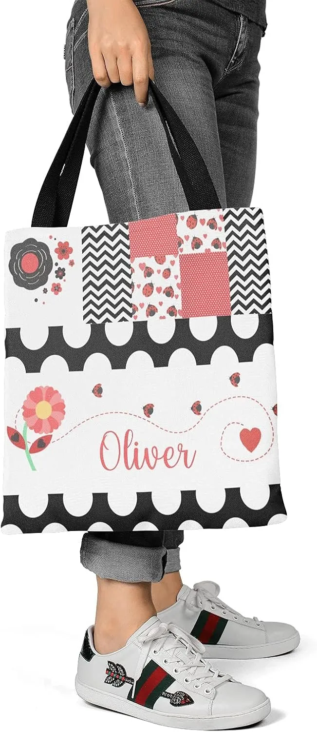 Unicorn Rainbow Personalized Canvas Tote Bags for Women Kids, Reusable Bags for Shopping,Travel,School Handbag Gift