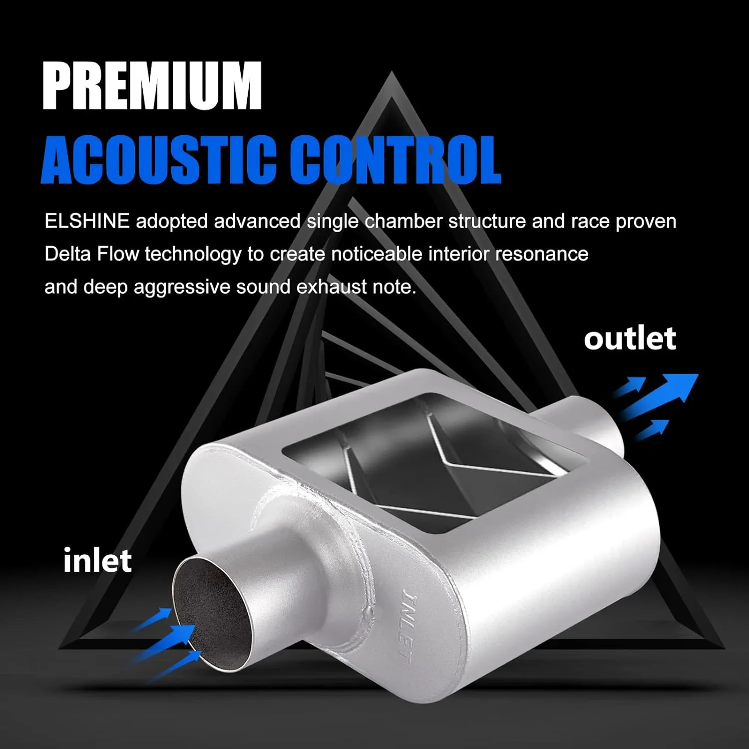 Universal Exhaust Muffler with Aggressive Sound, Anti-corrosive Muffler, Chamber Performance Mufflers for Cars, Trucks(2.5" center in | 2.5" center out | overall 13")