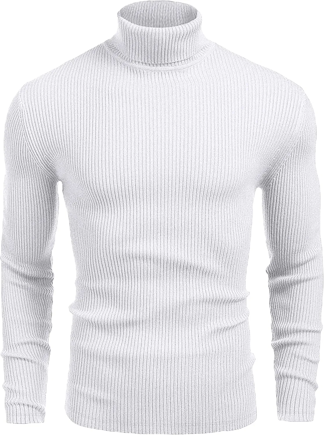 URBAN BUCK Turtleneck Men Long Sleeve Knitted Shirt - Ultra Soft Cotton Slim Fit Ribbed Turtle Neck Sweater for Men