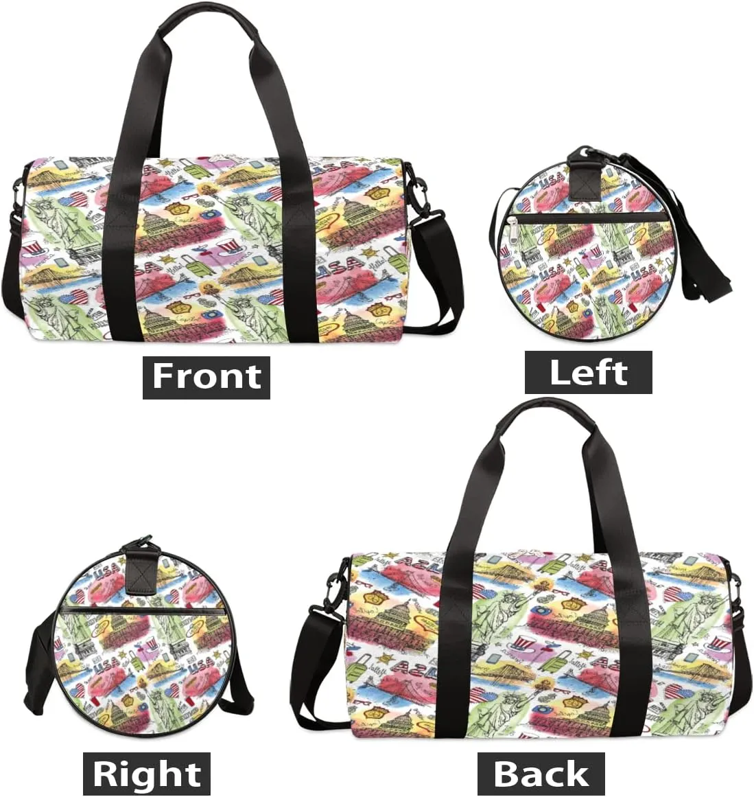 Usa Travel Poster Pattern Gym Bag Small Gym Duffel Bags for Men Women Overnight Weekender Bag Lightweight Sport Duffle Bag Carry On Gymbag