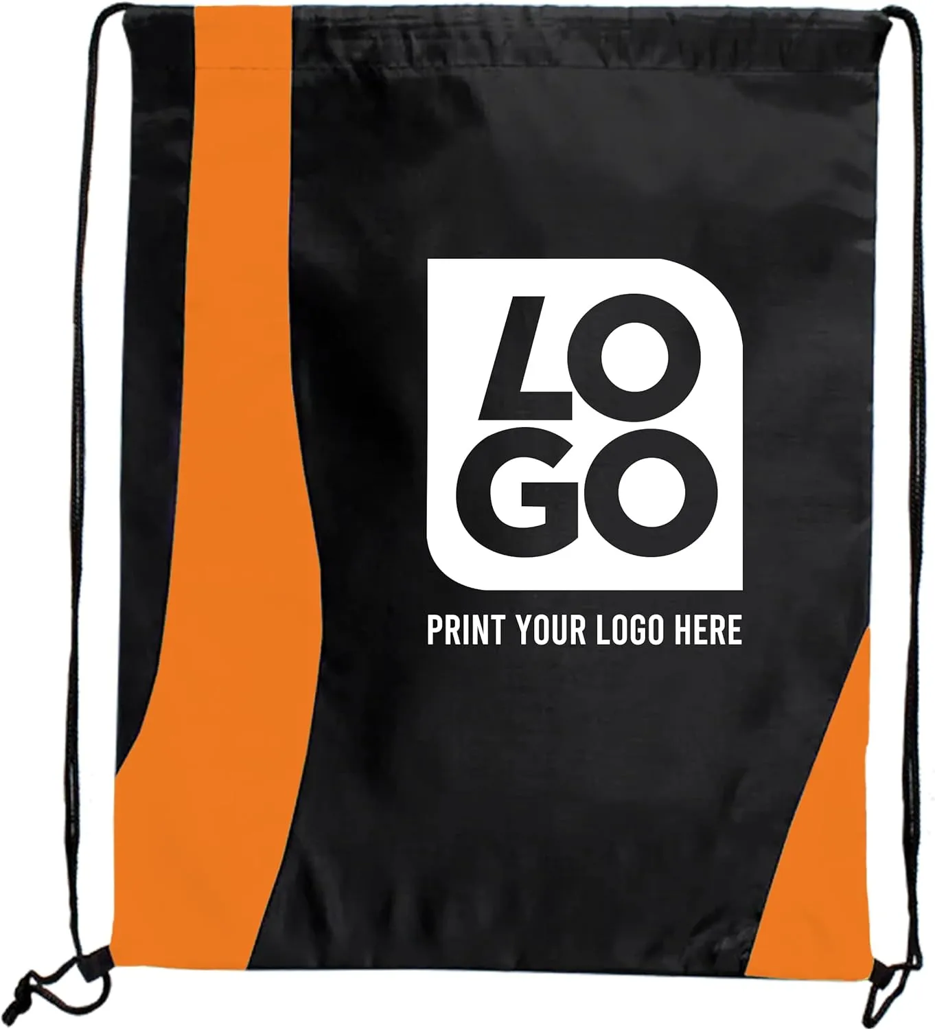 USMG Custom Two-Tone Wavy Drawstring Tote Bags - Single Color Imprint for Promotions, Gifts & Events
