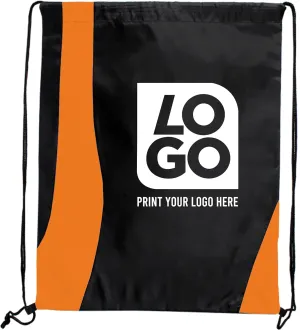 USMG Custom Two-Tone Wavy Drawstring Tote Bags - Single Color Imprint for Promotions, Gifts & Events