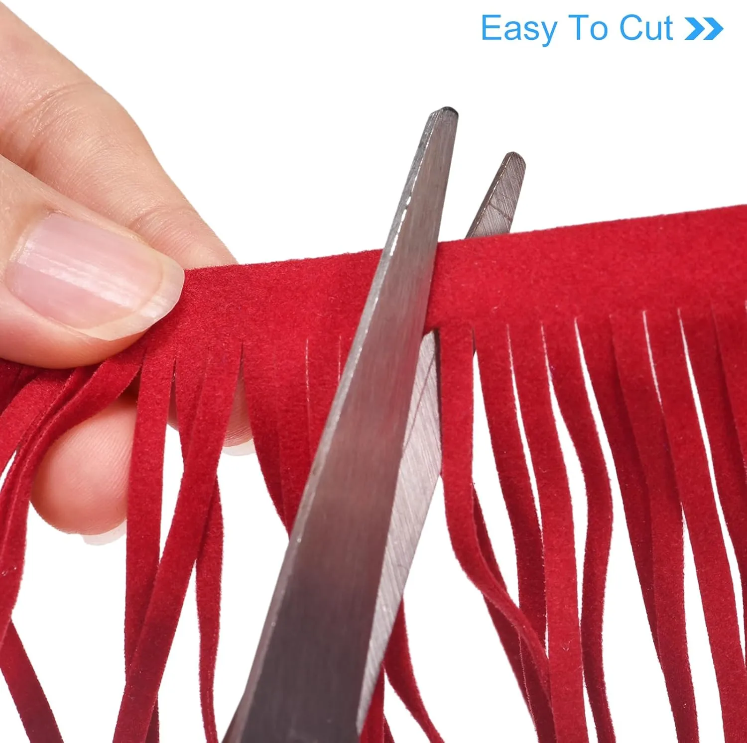 uxcell 2 Yards 12 Inch PU Leather Suede Fringe Trim Double Side Leather Sewing Tassel Fringe for DIY Sewing Dress Crafts Skirt Decoration, Red