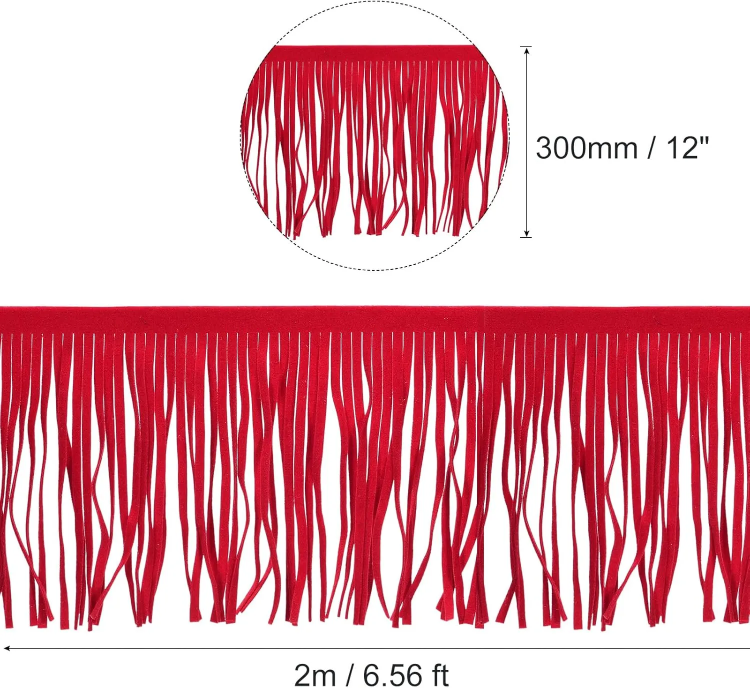 uxcell 2 Yards 12 Inch PU Leather Suede Fringe Trim Double Side Leather Sewing Tassel Fringe for DIY Sewing Dress Crafts Skirt Decoration, Red