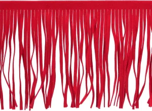 uxcell 2 Yards 12 Inch PU Leather Suede Fringe Trim Double Side Leather Sewing Tassel Fringe for DIY Sewing Dress Crafts Skirt Decoration, Red