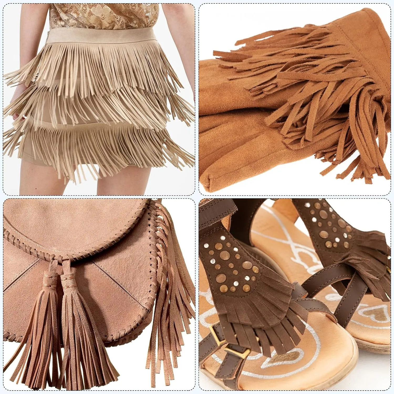 uxcell 2 Yards 12 Inch PU Leather Suede Fringe Trim Double Side Leather Sewing Tassel Fringe for DIY Sewing Dress Crafts Skirt Decoration, Red