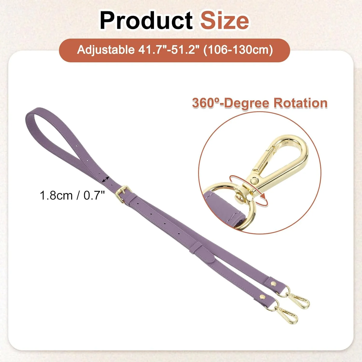 uxcell Genuine Leather Purse Strap, 41.7"-51.2" Adjustable Crossbody Replacement Straps 0.7" Width for Women Handbags Shoulder Bag (Taro Purple, Gold Buckle)