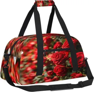 Valentine Roses - Holiday Kids Overnighter Duffel Bags for Boys, Carry-On Size Sports Gym Bag with Front Zipper Pocket for School Practice or Overnight Travel Weekender Sleepover Tote Bag