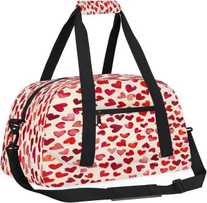 Valentine's Day Love Dots Kids Overnighter Duffel Bags for Boys, Carry-On Size Sports Gym Bag with Front Zipper Pocket for School Practice or Overnight Travel Weekender Sleepover Tote Bag