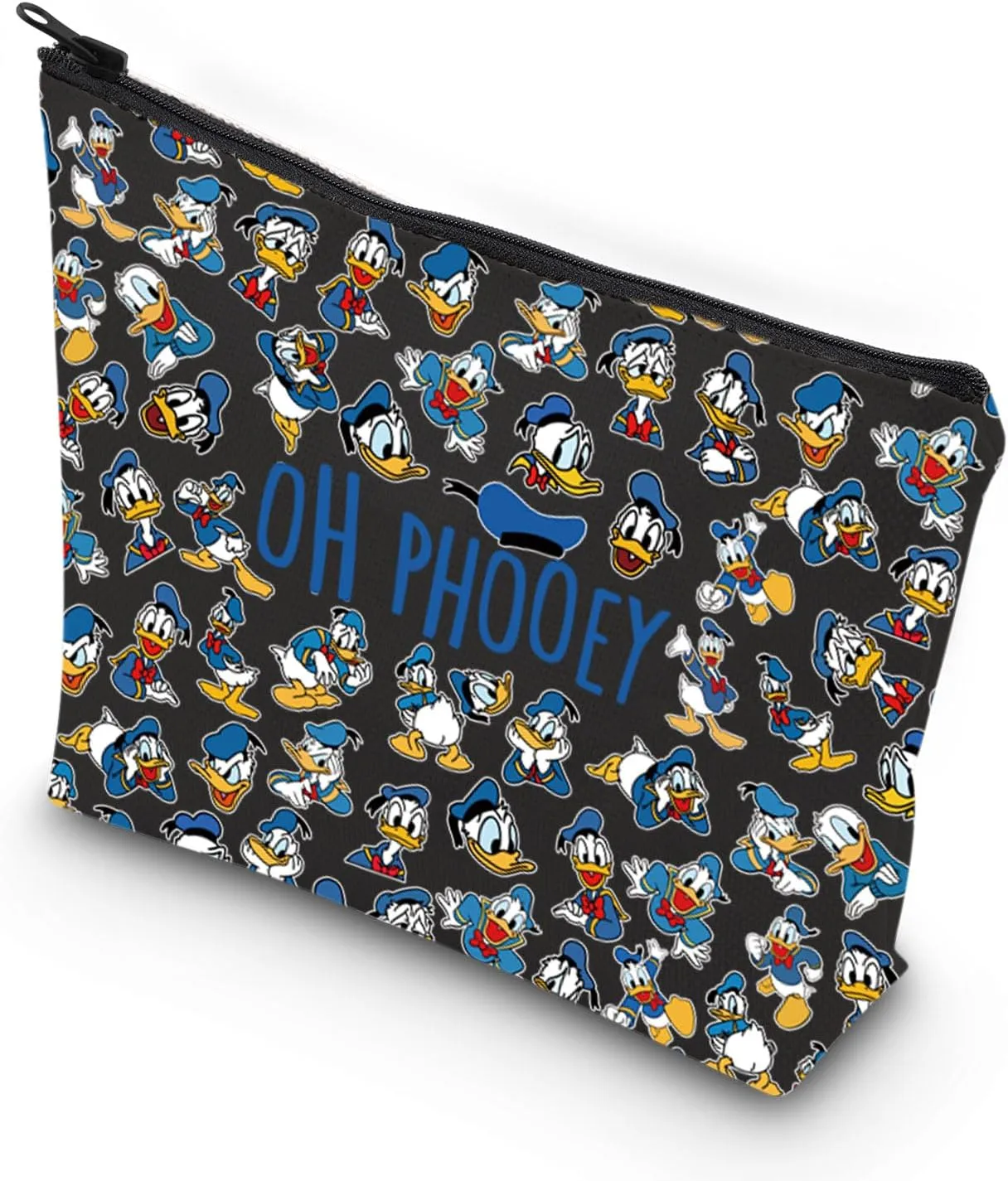 VAMSII Funny Duck Cosmetic bag Oh Pho-oey Zipper Pouch Bag Duck Lover Gift Donald Inspired Gift (BLK Oh Pho-oey)