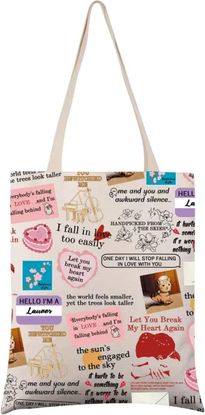 VAMSII Singer Lover Tote Bag Album Fans Gift Song Lyrics Inspired Shopping Bag Singer Merchandise
