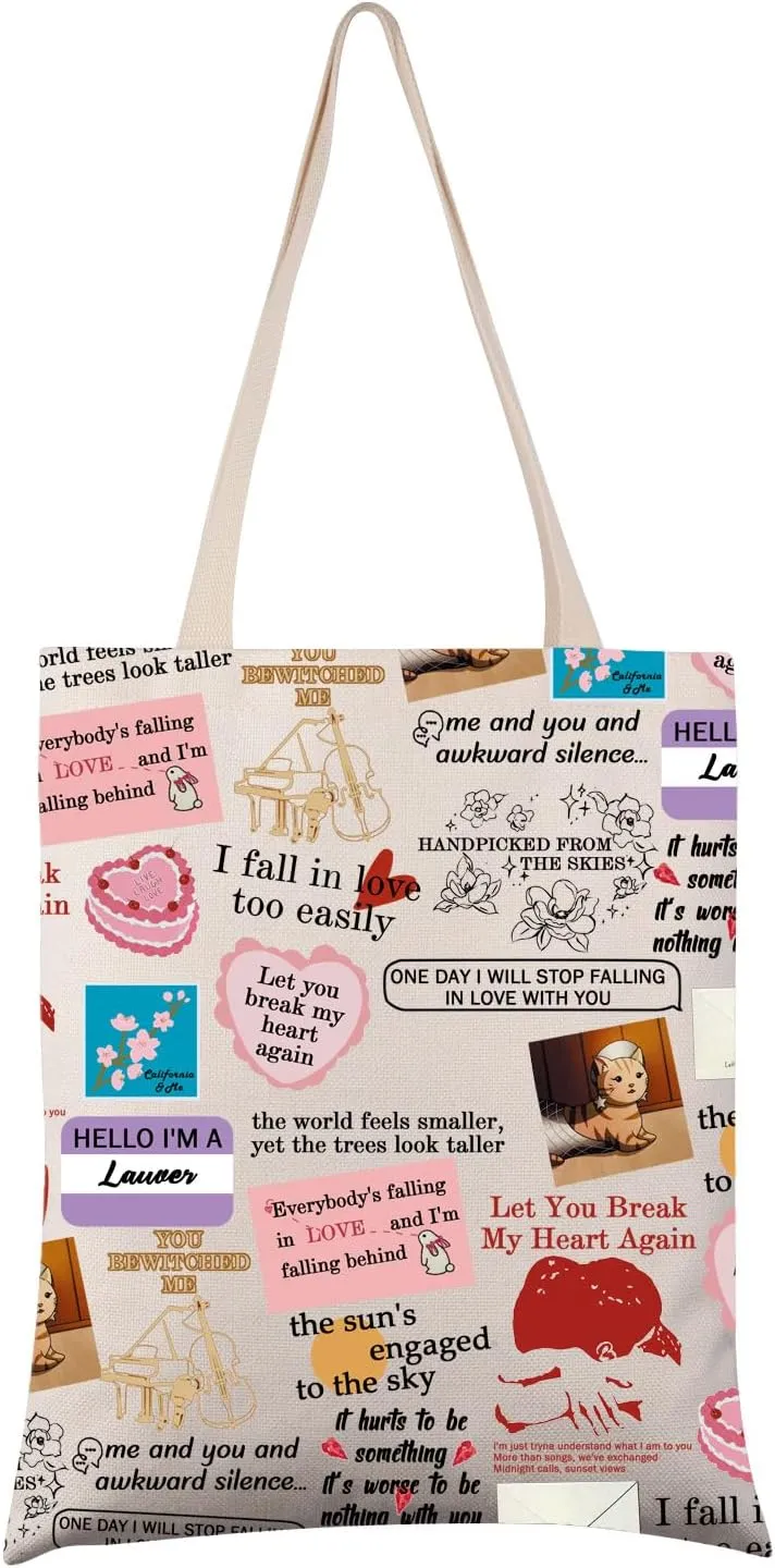 VAMSII Singer Lover Tote Bag Album Fans Gift Song Lyrics Inspired Shopping Bag Singer Merchandise