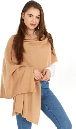 Velanio Cashmere 100% Cashmere Knitted Wrap Pashmina Shawl Extra Large Scarf Stole for Women Travel