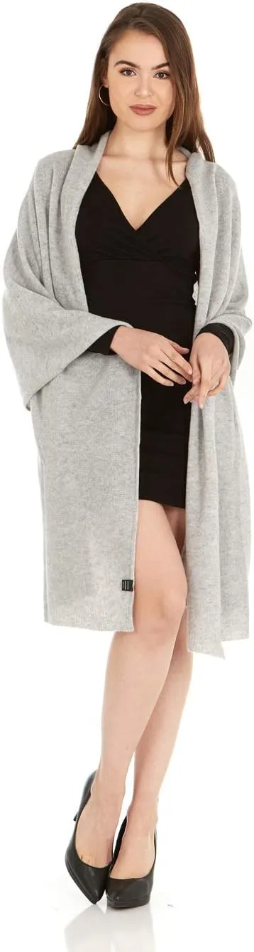 Velanio Cashmere 100% Cashmere Knitted Wrap Pashmina Shawl Extra Large Scarf Stole for Women Travel
