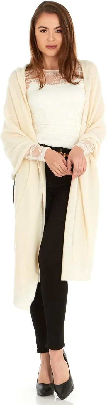 Velanio Cashmere 100% Cashmere Knitted Wrap Pashmina Shawl Extra Large Scarf Stole for Women Travel