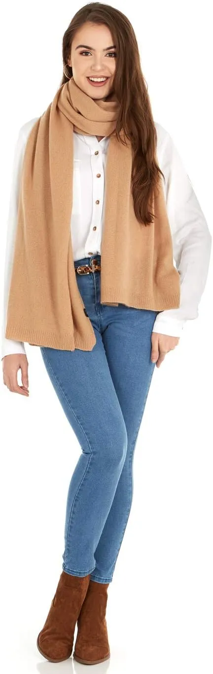 Velanio Cashmere 100% Cashmere Knitted Wrap Pashmina Shawl Extra Large Scarf Stole for Women Travel