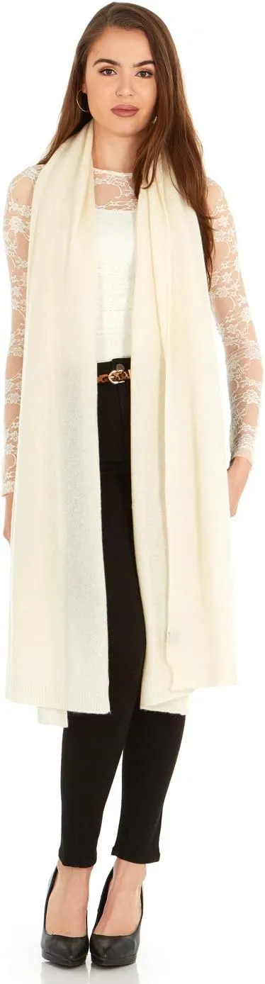 Velanio Cashmere 100% Cashmere Knitted Wrap Pashmina Shawl Extra Large Scarf Stole for Women Travel