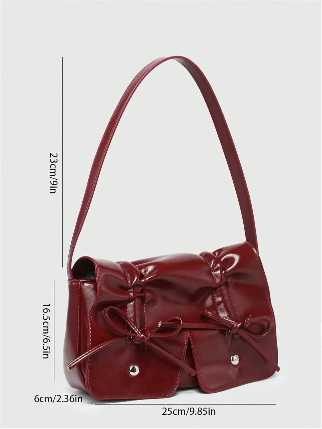 Verdusa Women's Bow Tie Flap Shoulder Handbags Coquette PU Leather Purse Underarm Bags