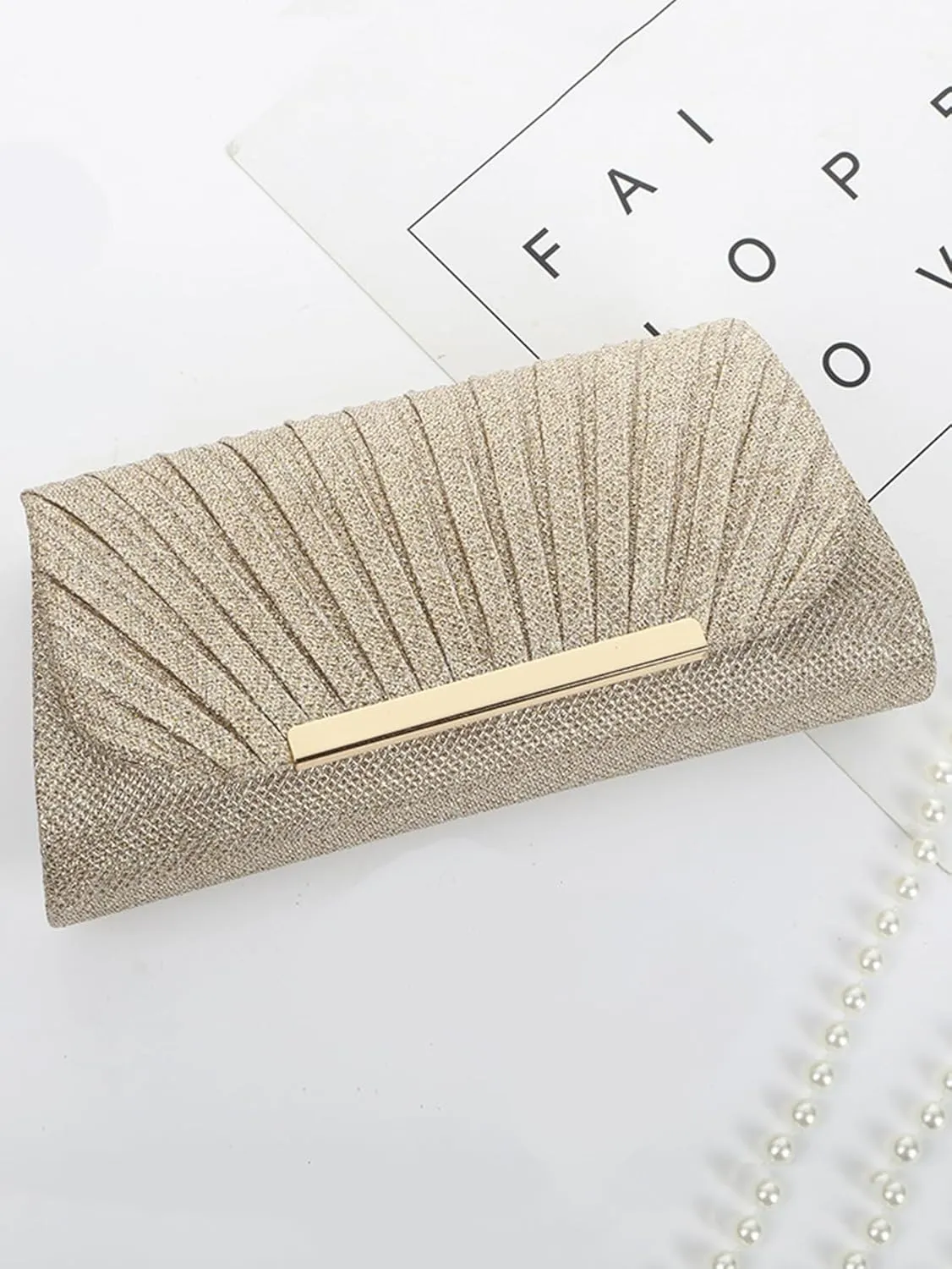 Verdusa Women's Business Glitter Pleated Evening Handbag
