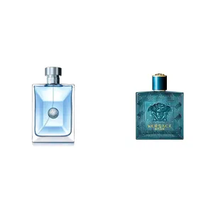 Versace Pour Homme Eau de Toilette Spray for Men, 200 ml, 6.7 Ounce & Eros for Men 3.4 oz Eau de Toilette Spray