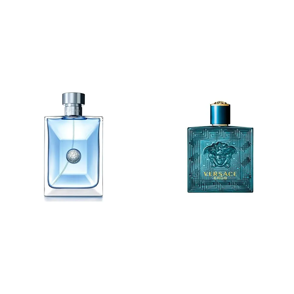 Versace Pour Homme Eau de Toilette Spray for Men, 200 ml, 6.7 Ounce & Eros for Men 3.4 oz Eau de Toilette Spray