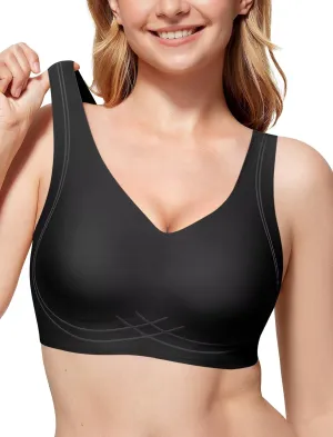 Vertvie Women's Wireless Supportive Bras Comfortable Seamless Full Coverage Bra No Underwire Soft Push Up Everyday Bralette