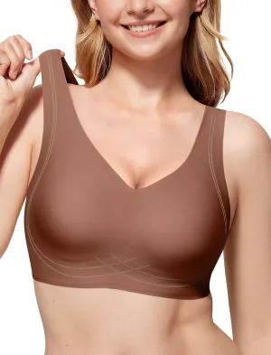 Vertvie Women's Wireless Supportive Bras Comfortable Seamless Full Coverage Bra No Underwire Soft Push Up Everyday Bralette
