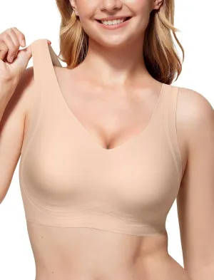 Vertvie Women's Wireless Supportive Bras Comfortable Seamless Full Coverage Bra No Underwire Soft Push Up Everyday Bralette