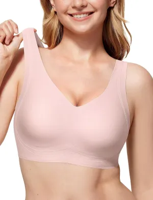 Vertvie Women's Wireless Supportive Bras Comfortable Seamless Full Coverage Bra No Underwire Soft Push Up Everyday Bralette