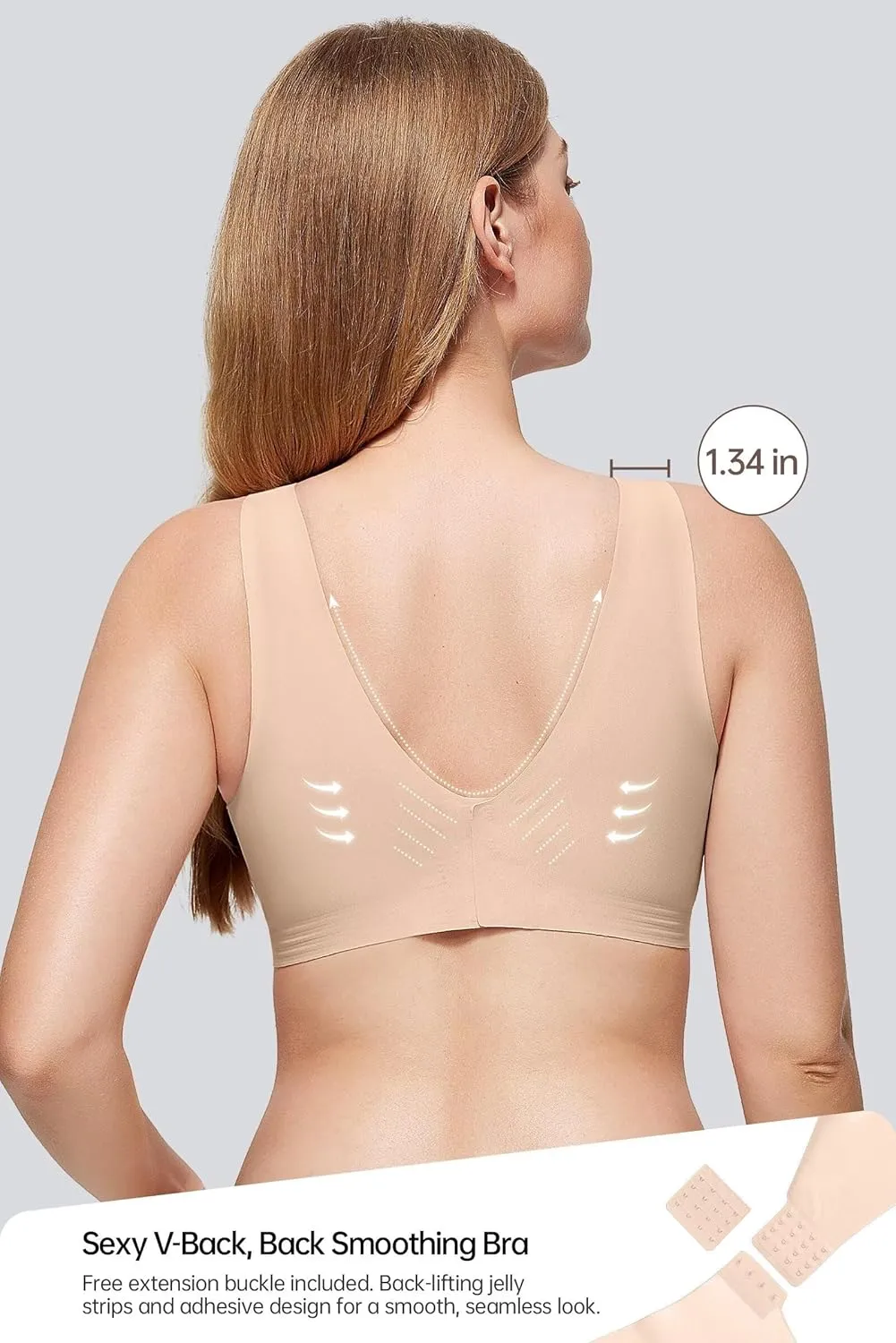 Vertvie Women's Wireless Supportive Bras Comfortable Seamless Full Coverage Bra No Underwire Soft Push Up Everyday Bralette