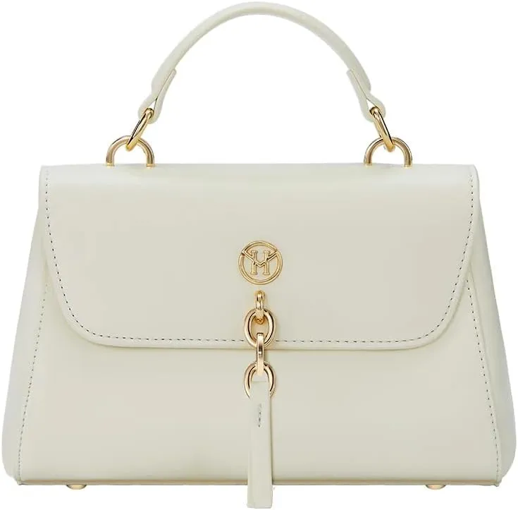 VICTORIA HYDE Women's Small Satchel Handbag Crossbody Purse Top Handle Bag (White)