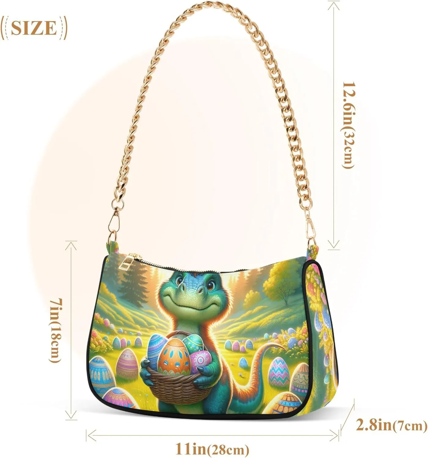 Village Train Painting Winter Women Purses Cute Small Hobo Bag Womens Ladies Handbags Chain Shoulder Purses Party