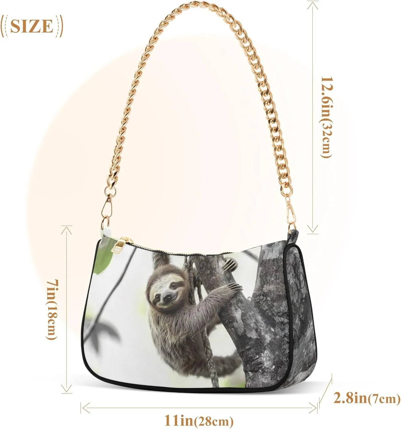 Village Train Painting Winter Women Purses Cute Small Hobo Bag Womens Ladies Handbags Chain Shoulder Purses Party