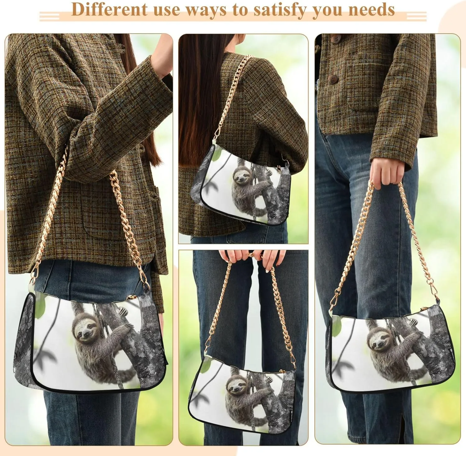 Village Train Painting Winter Women Purses Cute Small Hobo Bag Womens Ladies Handbags Chain Shoulder Purses Party