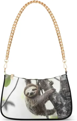 Village Train Painting Winter Women Purses Cute Small Hobo Bag Womens Ladies Handbags Chain Shoulder Purses Party