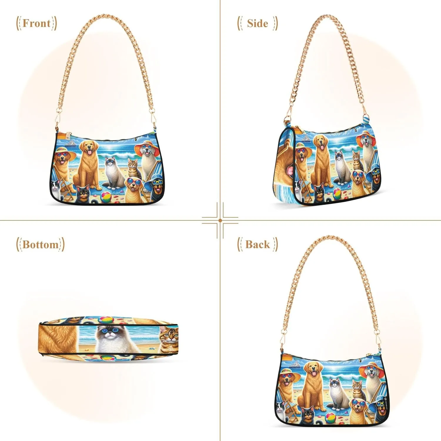 Village Train Painting Winter Women Purses Cute Small Hobo Bag Womens Ladies Handbags Chain Shoulder Purses Party