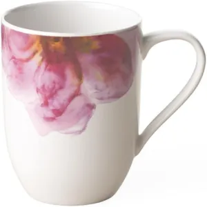Villeroy & Boch Rose Garden Mug, 9.5 oz, Premium Porcelain, White/Pink, Floral