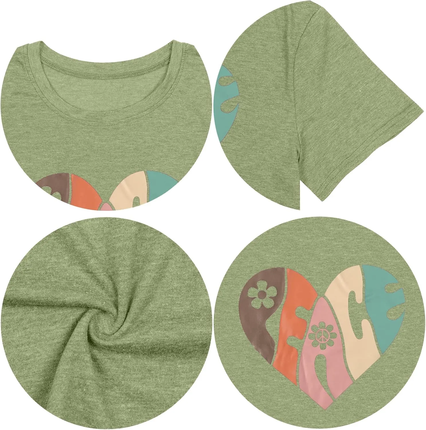 VILOVE Peace Love Shirt Women 70s Hippie Shirts Soul Inspirational Hippy Tops Vintage Graphic Tees Short Sleeve - Sleeveless