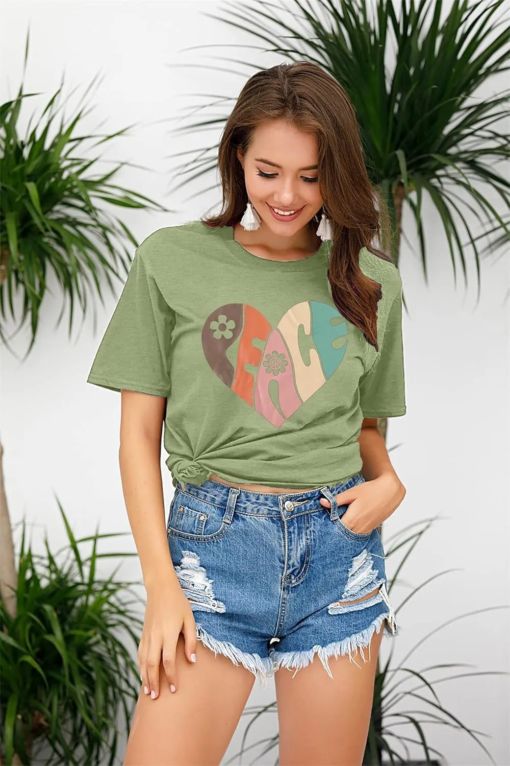 VILOVE Peace Love Shirt Women 70s Hippie Shirts Soul Inspirational Hippy Tops Vintage Graphic Tees Short Sleeve - Sleeveless