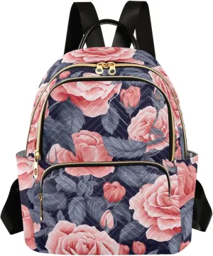Vintage Beautiful Roses Backpack Purse for Women Fashion Small Mini Daypack Purse for Lady Anti-theft Shoulder Bag with Strap Handbag Lady Purse, Medium