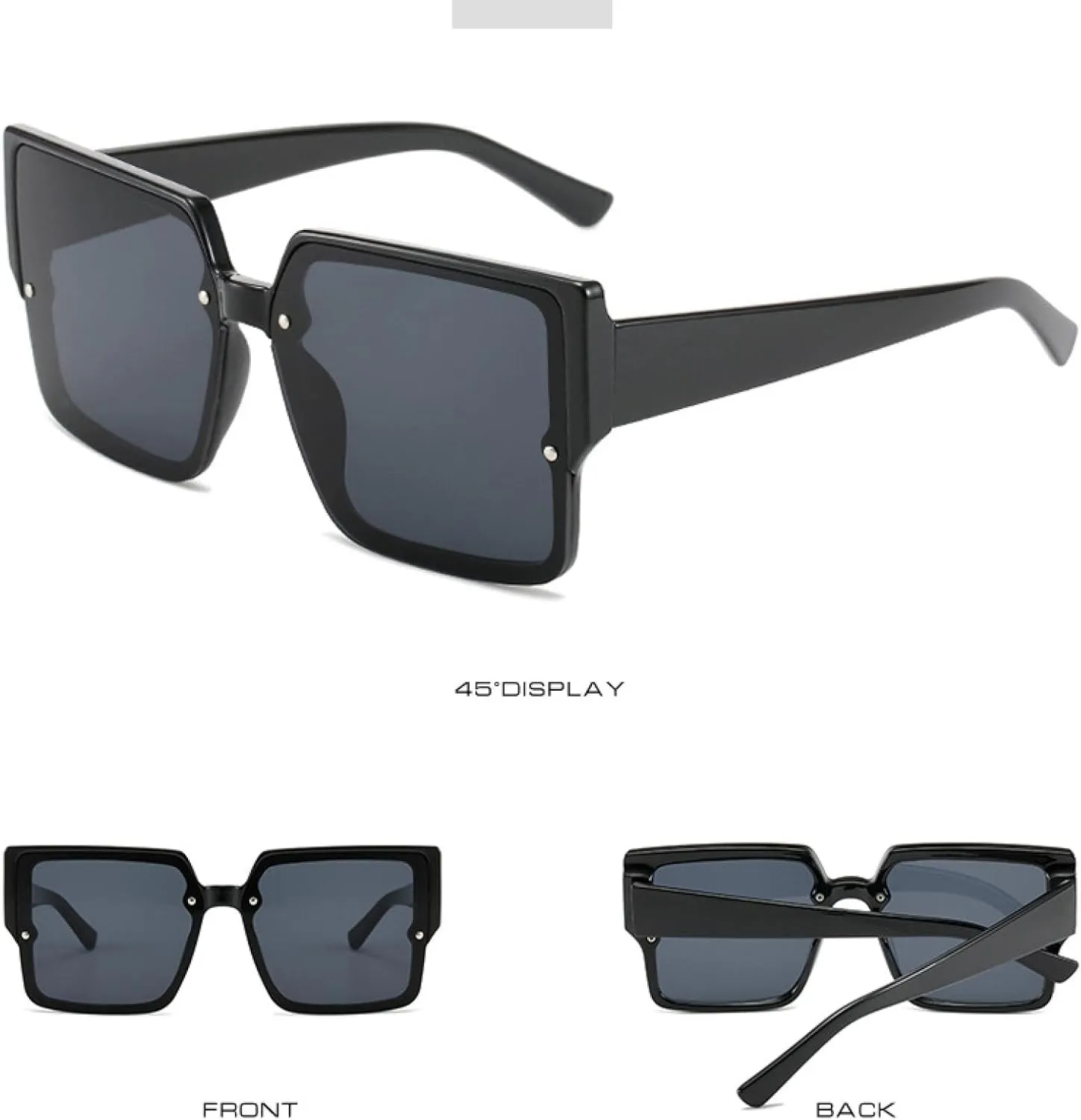 Vintage Big Frame Sunglasses for Women Men Fashion Classic Eyeglasses Summer Traveling Shades Uv400