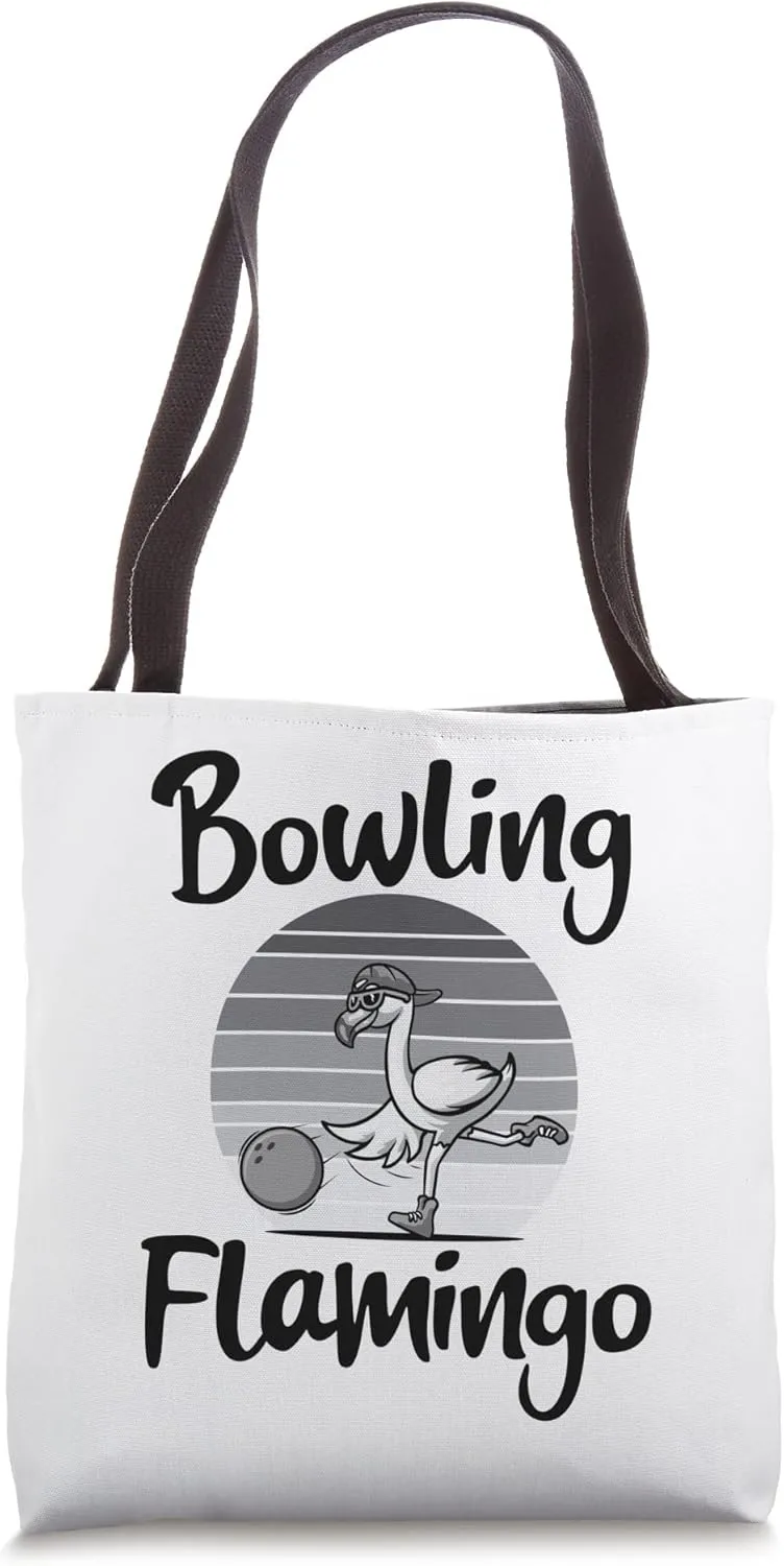 Vintage Bowling Flamingo, Shorebirds Lover, Funny Animal Tote Bag